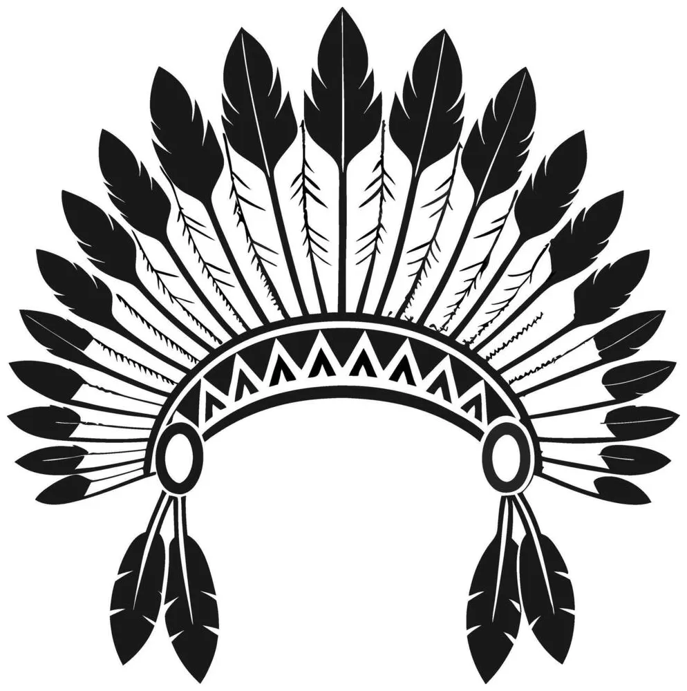 Native American Feather Headdress Design for Tattoos and Coloring Pages