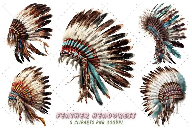 Cute Native American Feather Headdress Clipart