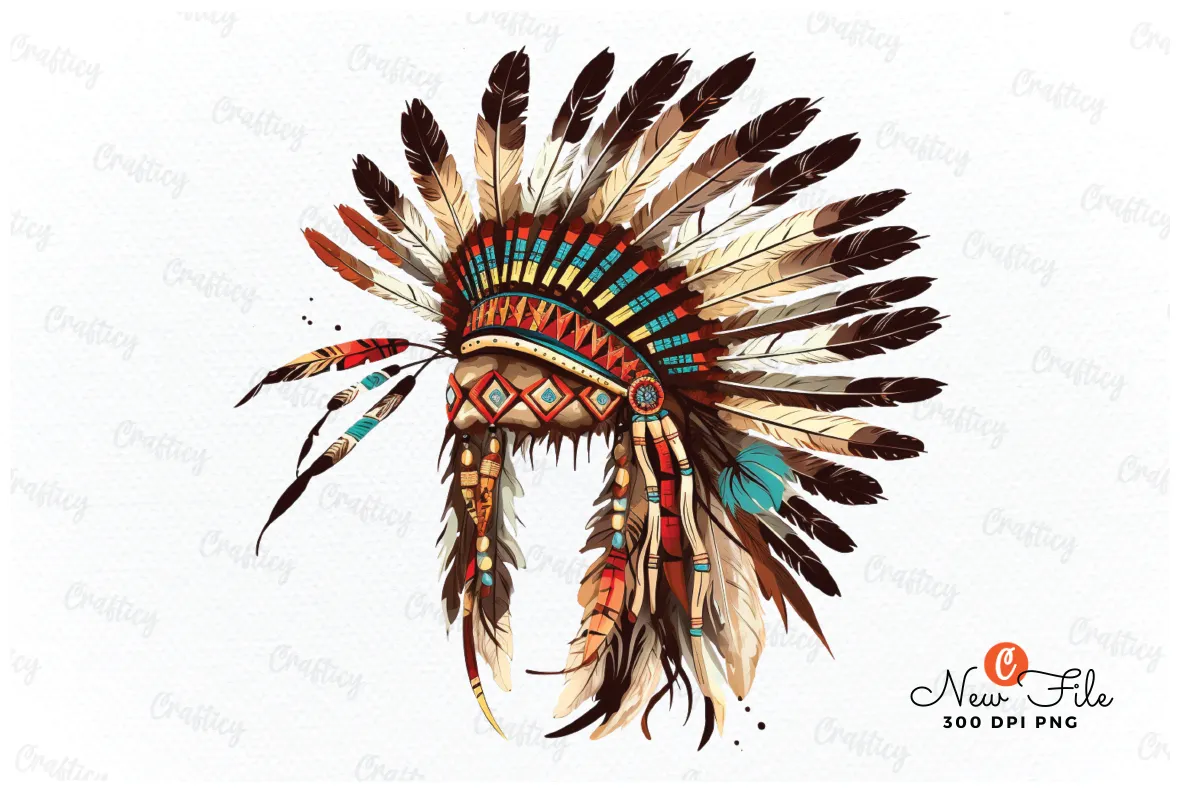 Native American Feather Headdress Graphic by Graftify · Creative Fabrica