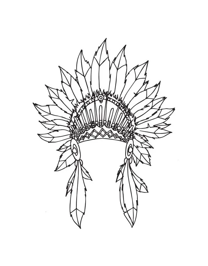 Native American Feather Headdress Coloring Page