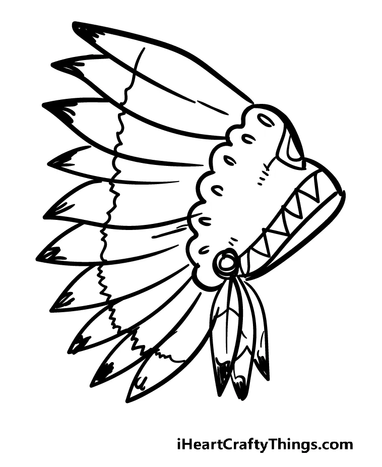 Indian Feather Headdress Coloring Page - Free Printable Coloring Pages