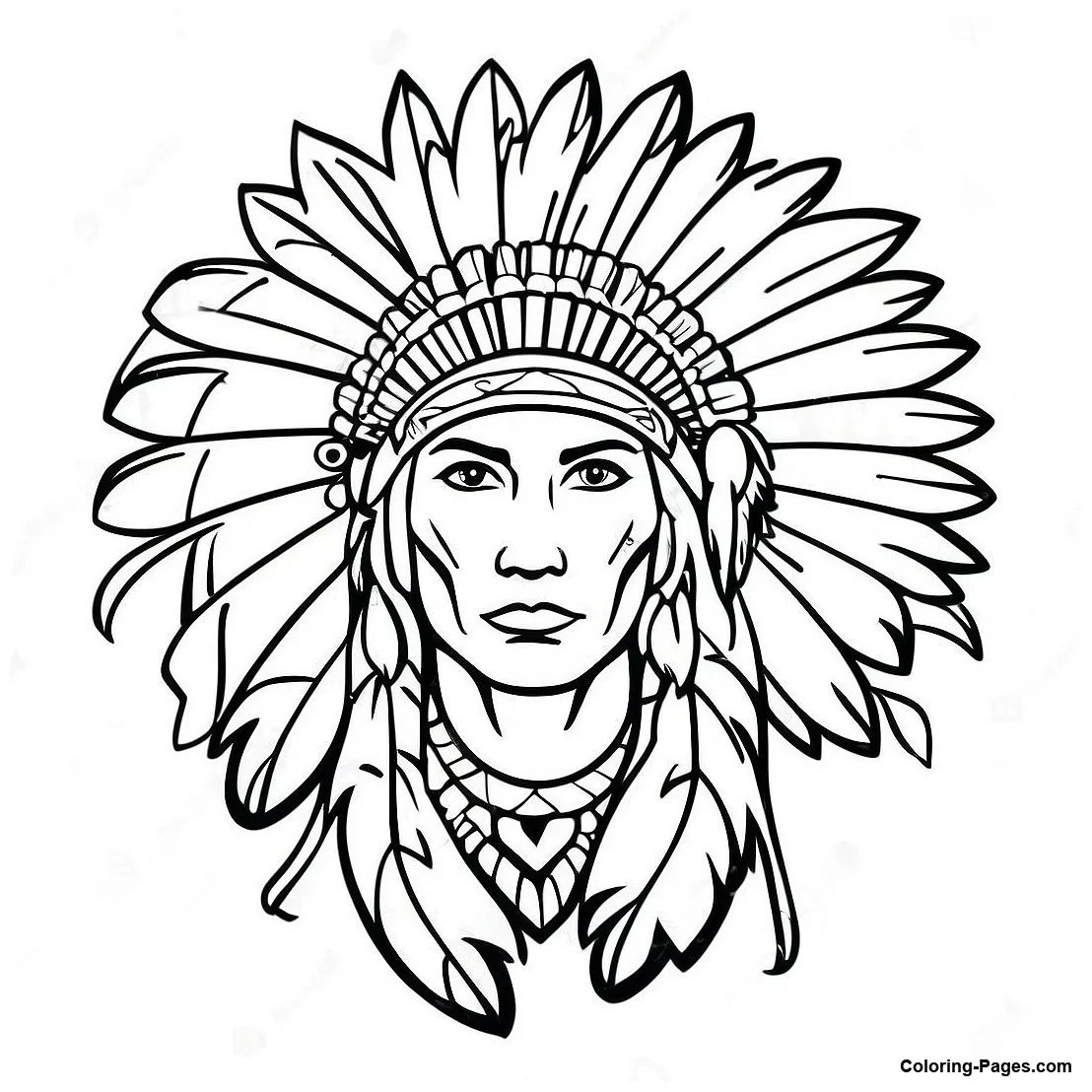 Native American Headdress Coloring Page | Coloring-Pages.com