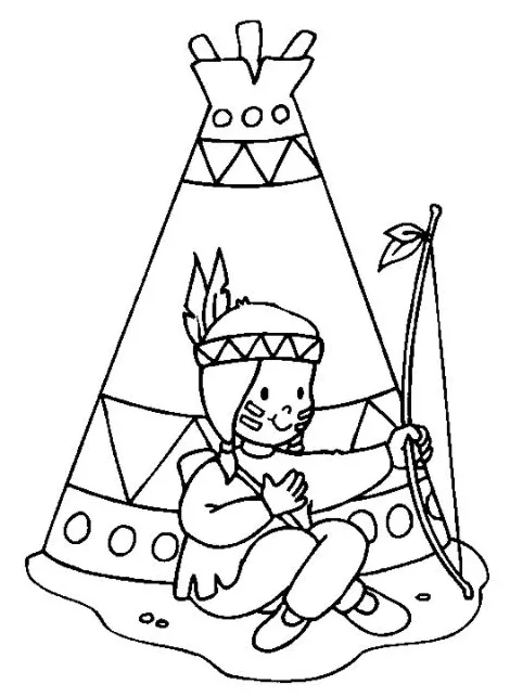 Indian teepee coloring page & coloring book