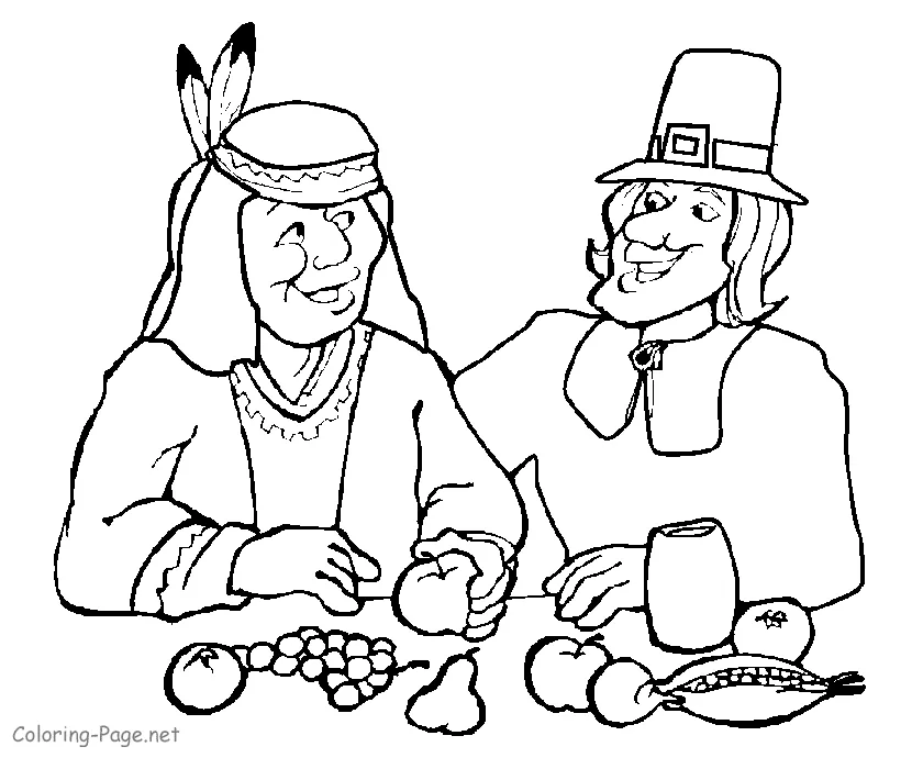 Native American Thanksgiving Coloring Page - Coloring Nation