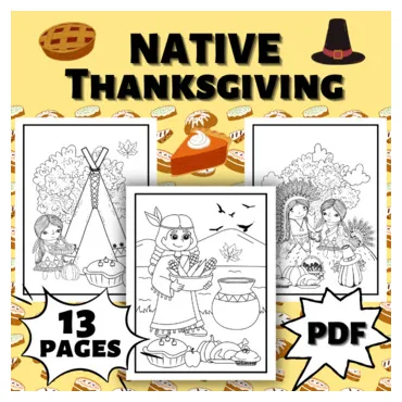 Native Thanksgiving Coloring Pages by Qetsy | TPT