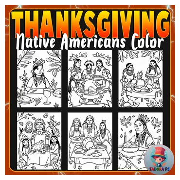 Thanksgiving Gathering: Native American Coloring Pages Collection