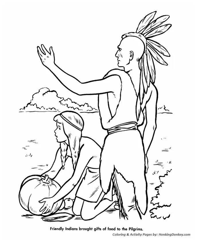 Thanksgiving coloring pages thanksgiving day native americans