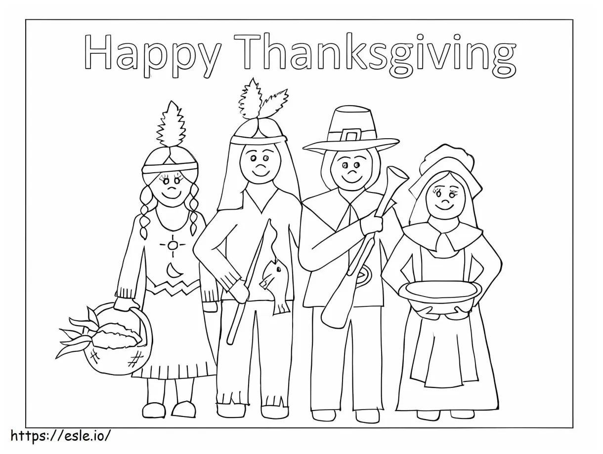 Pilgrims and native americans coloring page