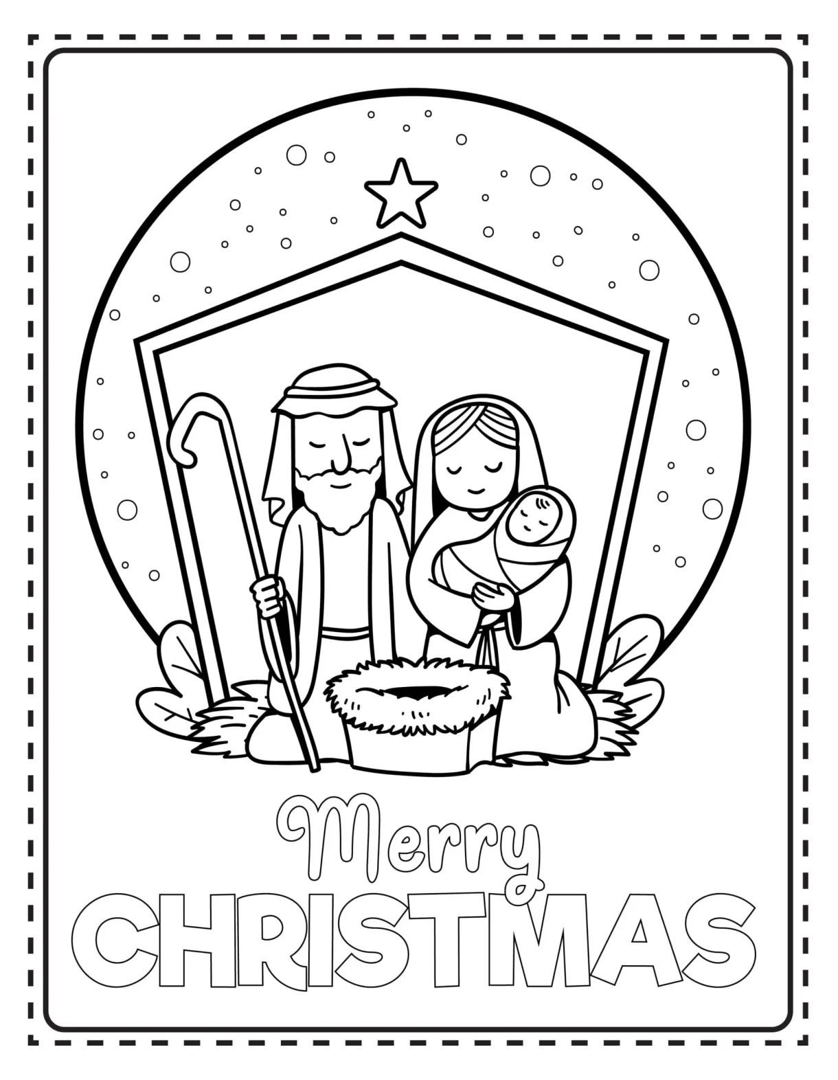 Printable christmas nativity coloring pages about a mom