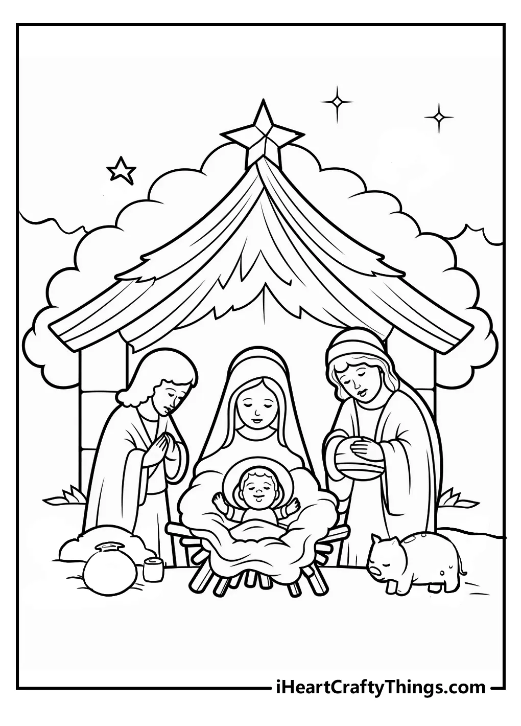 Free printable christmas nativity colouring pages free printables hub