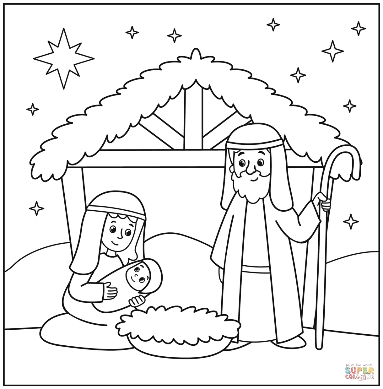 Printable nativity colouring pages