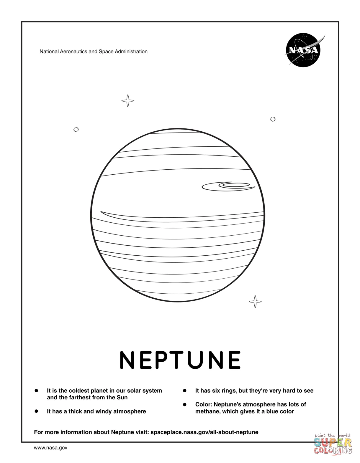 Solar system planet neptune coloring page free printable coloring pages