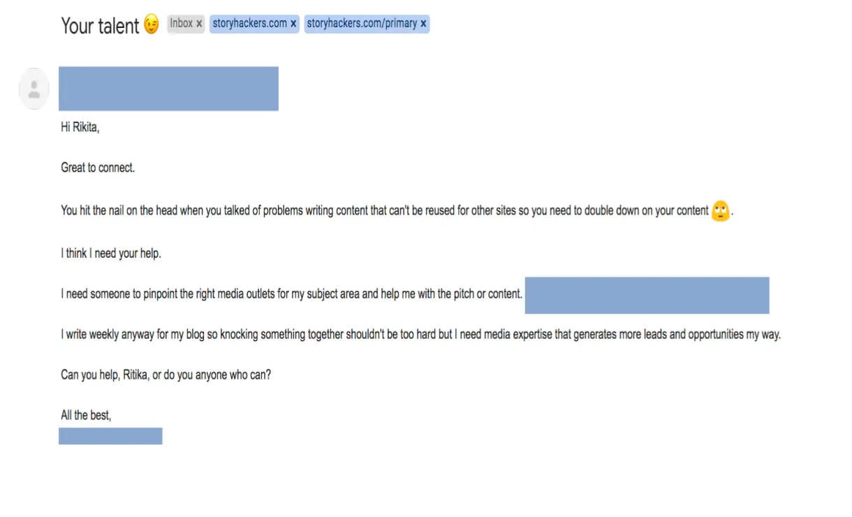 Write a networking email that contacts enjoy reading manychat blog