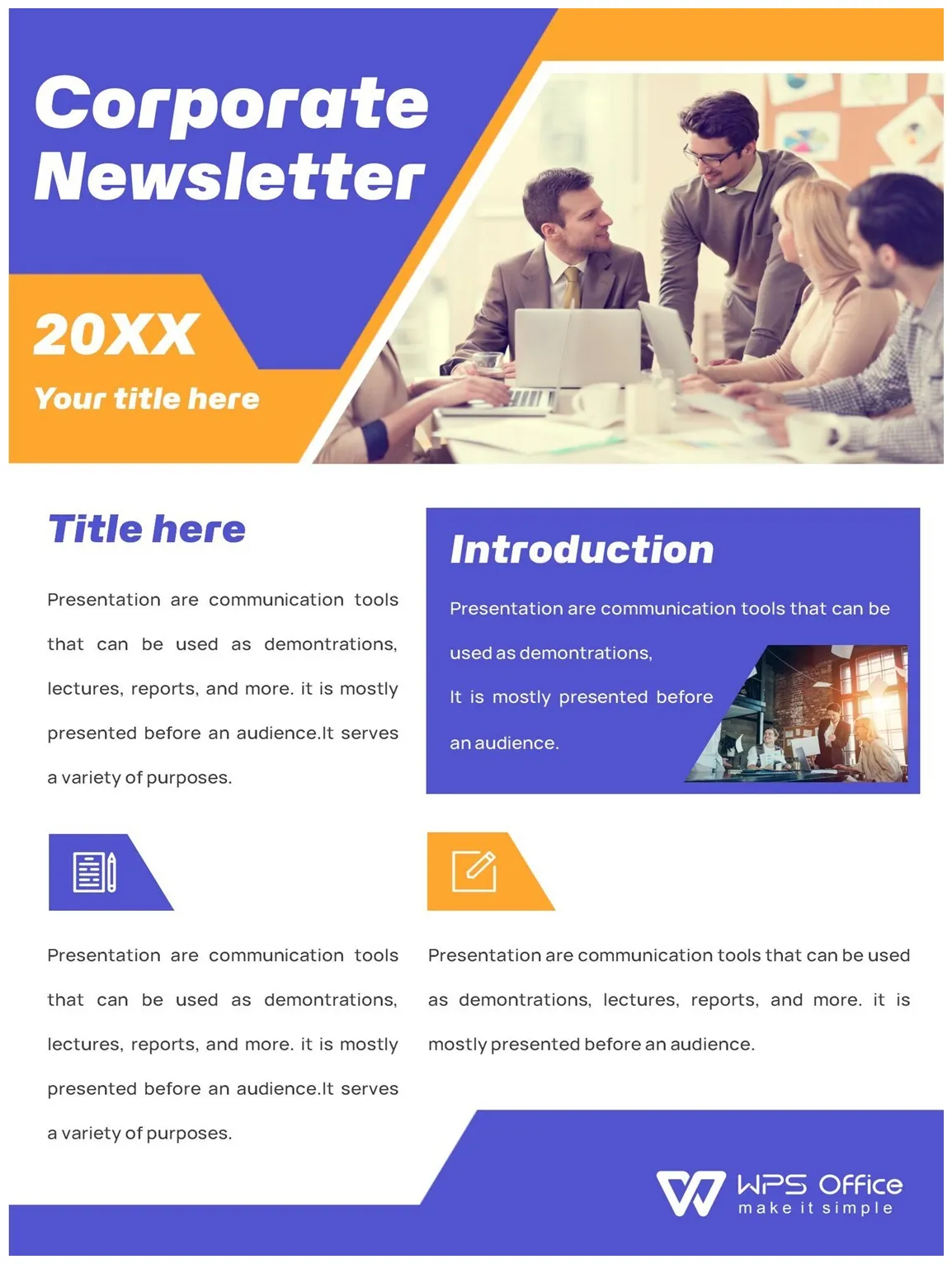 Word of blue corporate newsletter.docx wps free templates