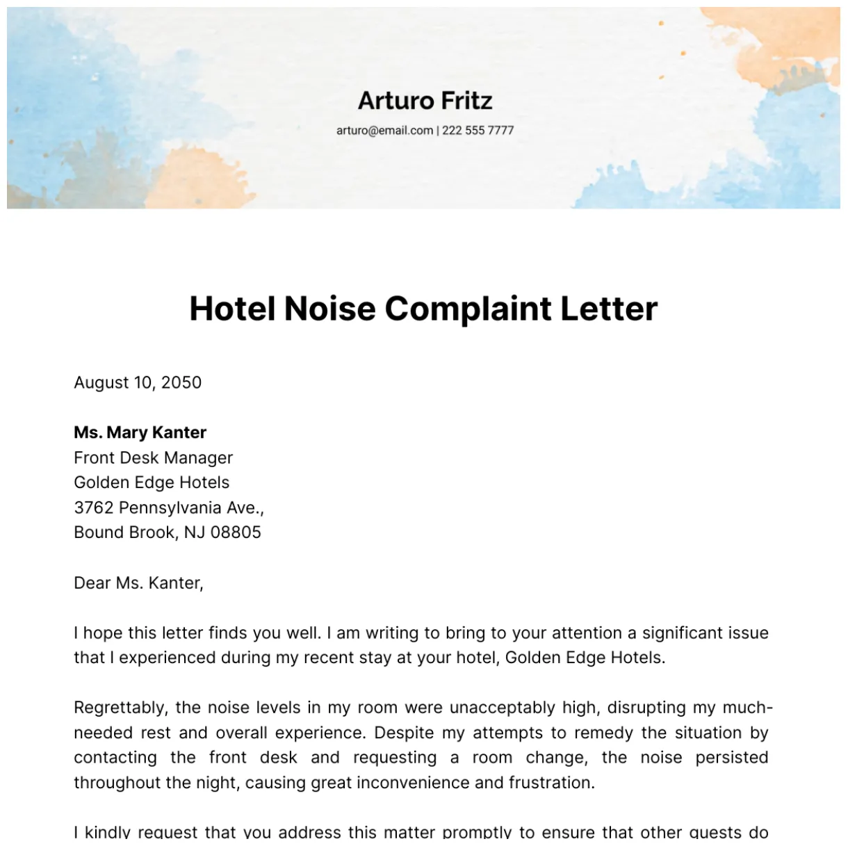 Free hotel template to edit online