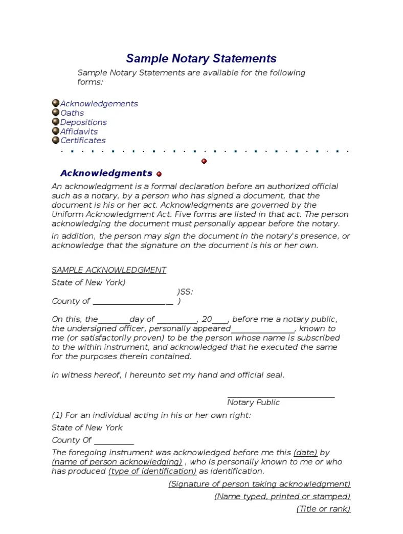 Sample notary statements pdf notary public affidavit