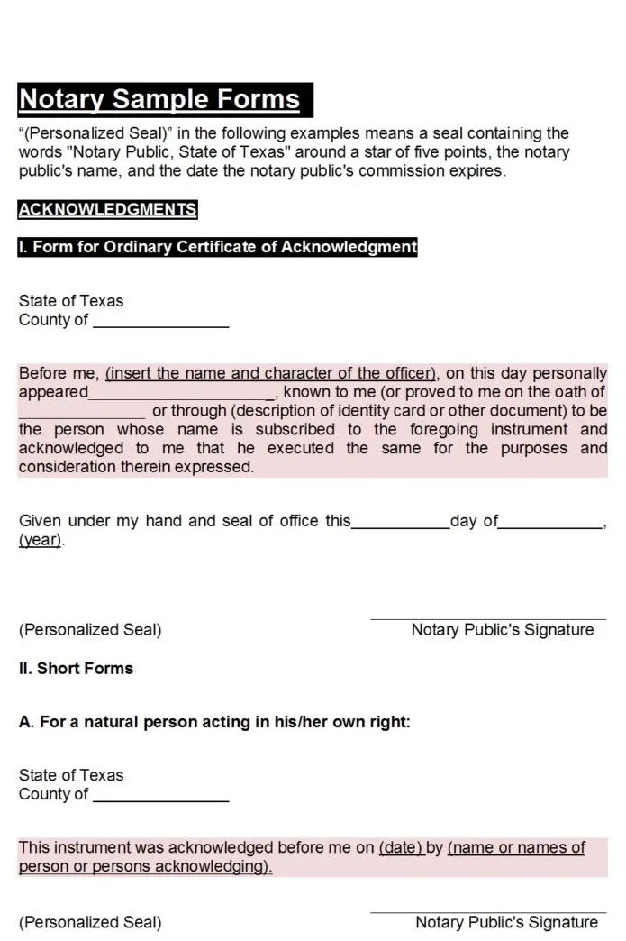 Notary acknowledgment statement templates free report templates