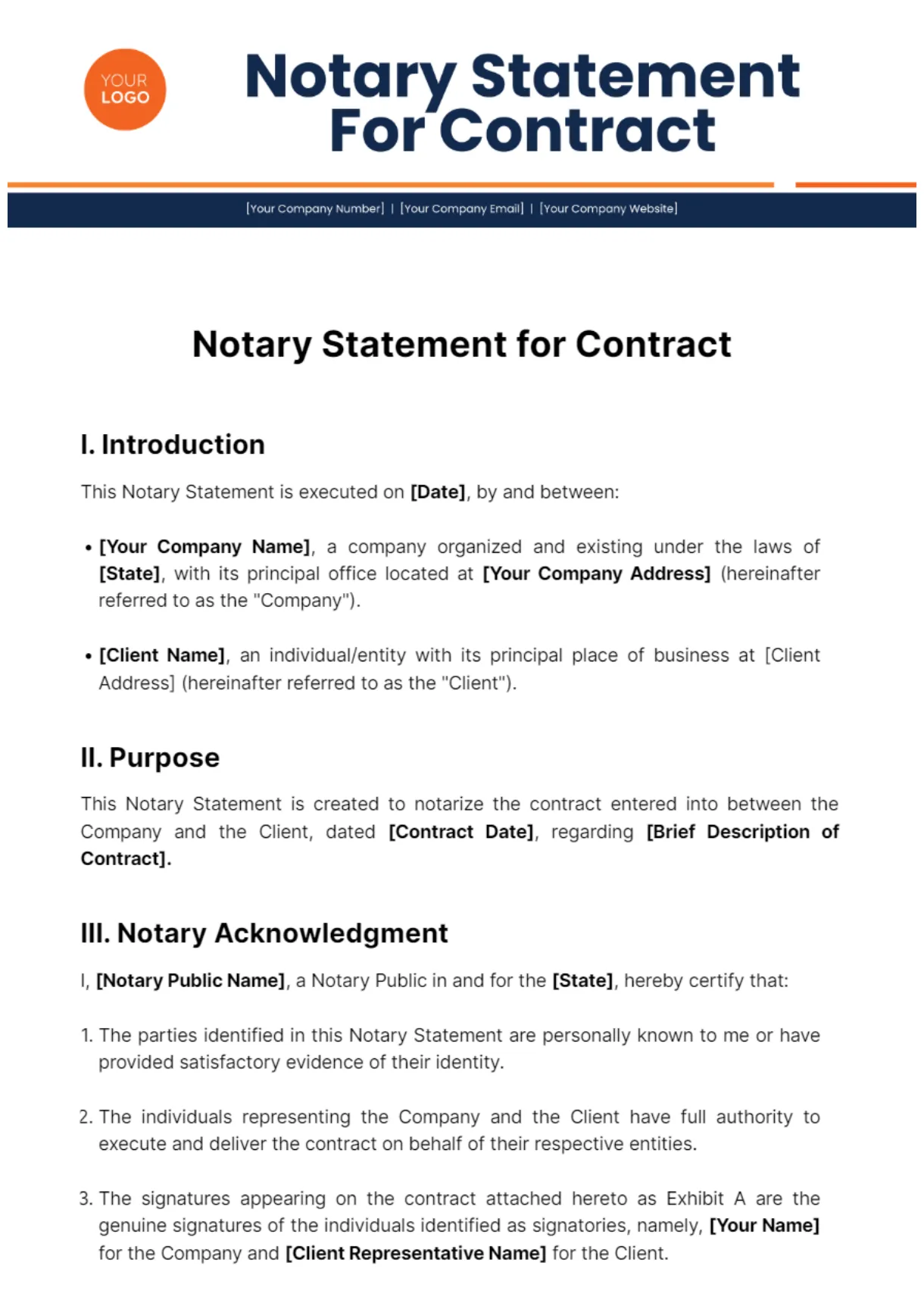 Free notary statement for contract template to edit online
