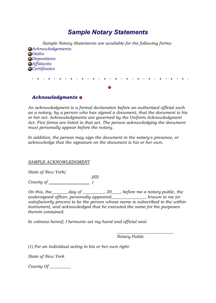 Sample notary statements doc