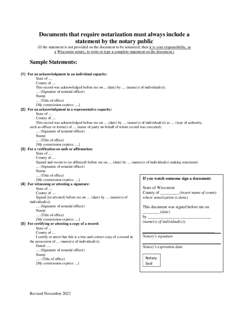 Fillable online notary sample statements fax email print pdffiller