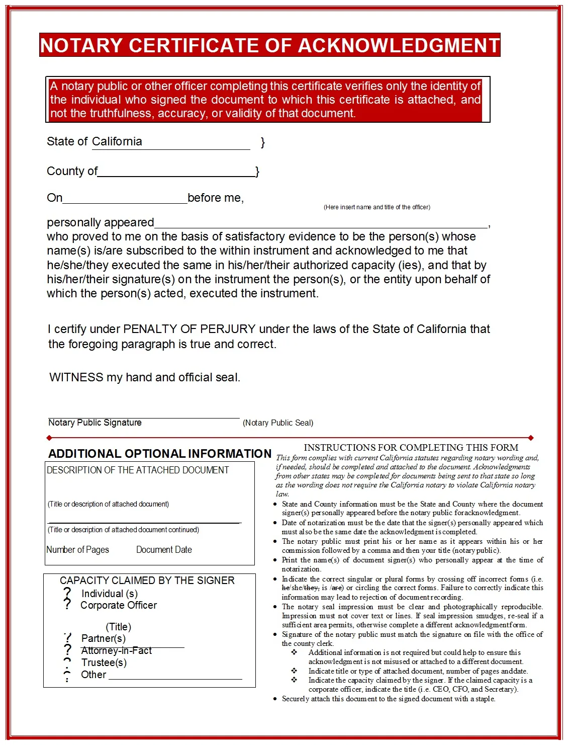 Notary acknowledgment statement templates free report templates