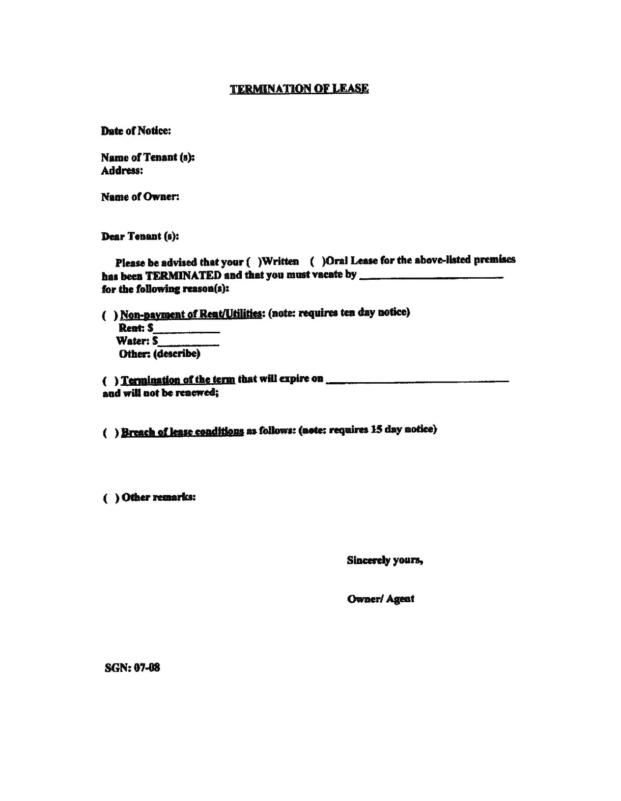 Free printable intent to vacate letter template vacate notice