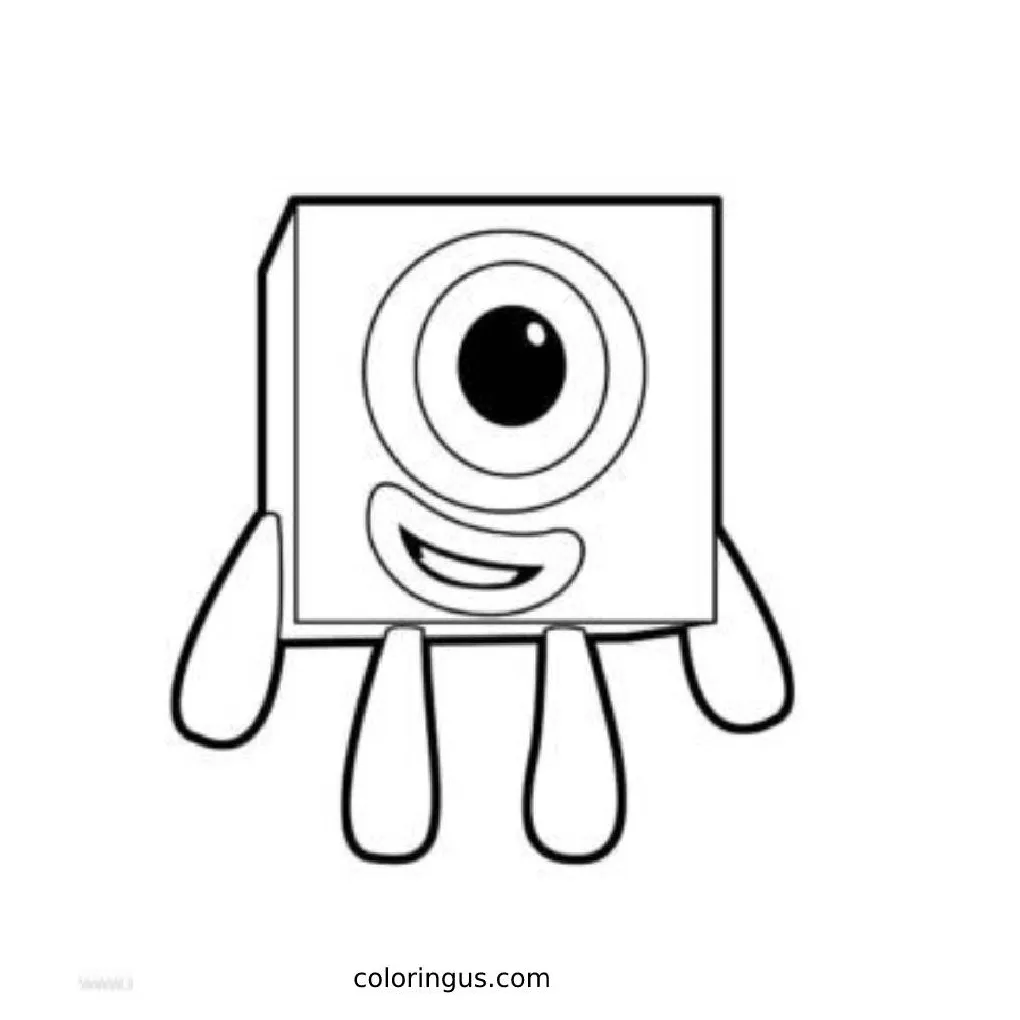 Numberblock 1 coloring page free printable pdf