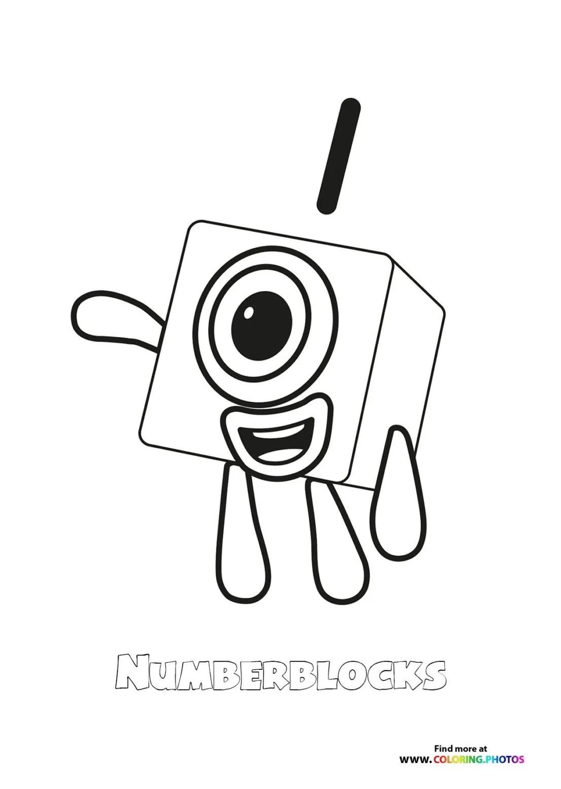Number 1 numberblocks coloring pages for kids