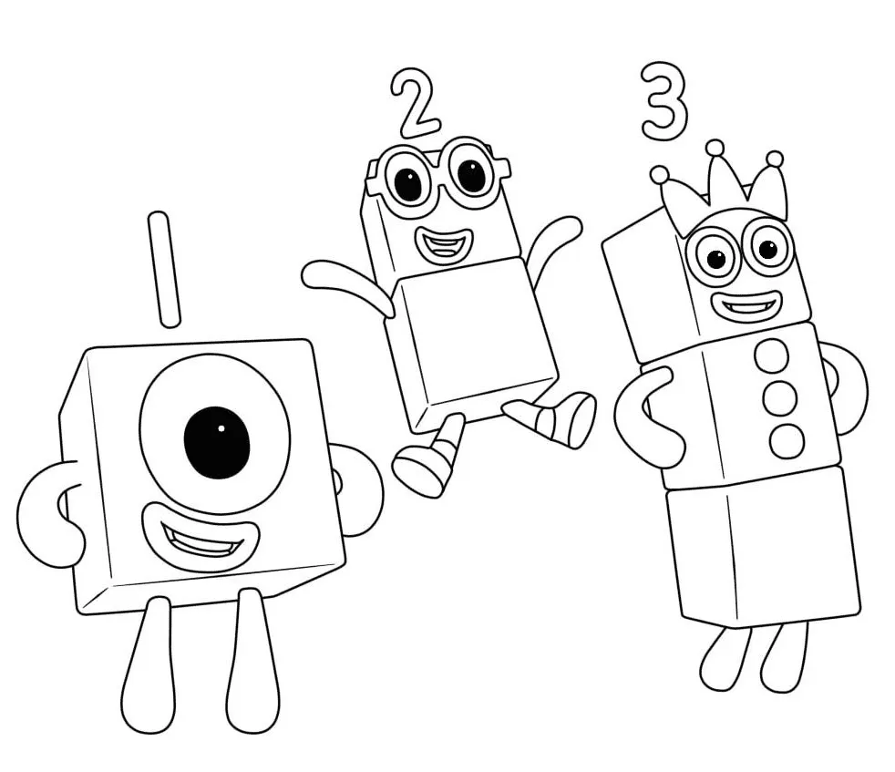 Numberblocks one two three coloring page free printable coloring pages