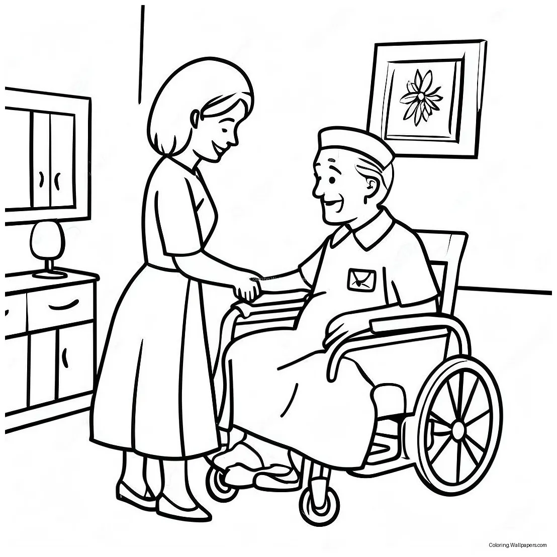 Caring nurse helping patient coloring page 20043-15835