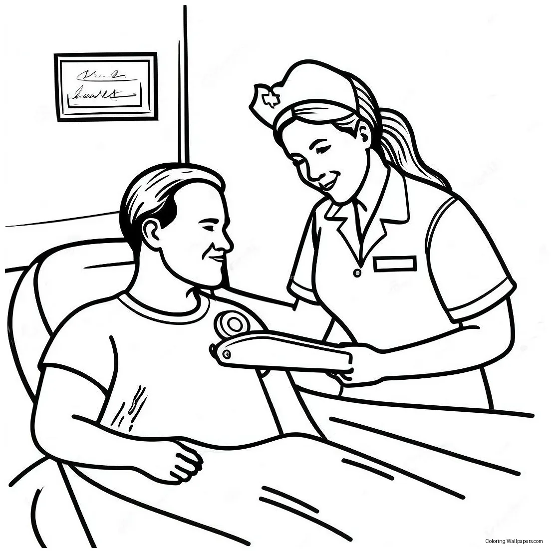 Caring nurse helping patient coloring page 20043-15836