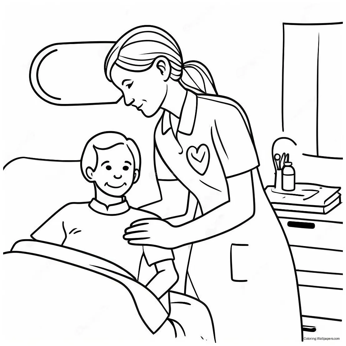 Caring nurse helping patient coloring page 72765-57617