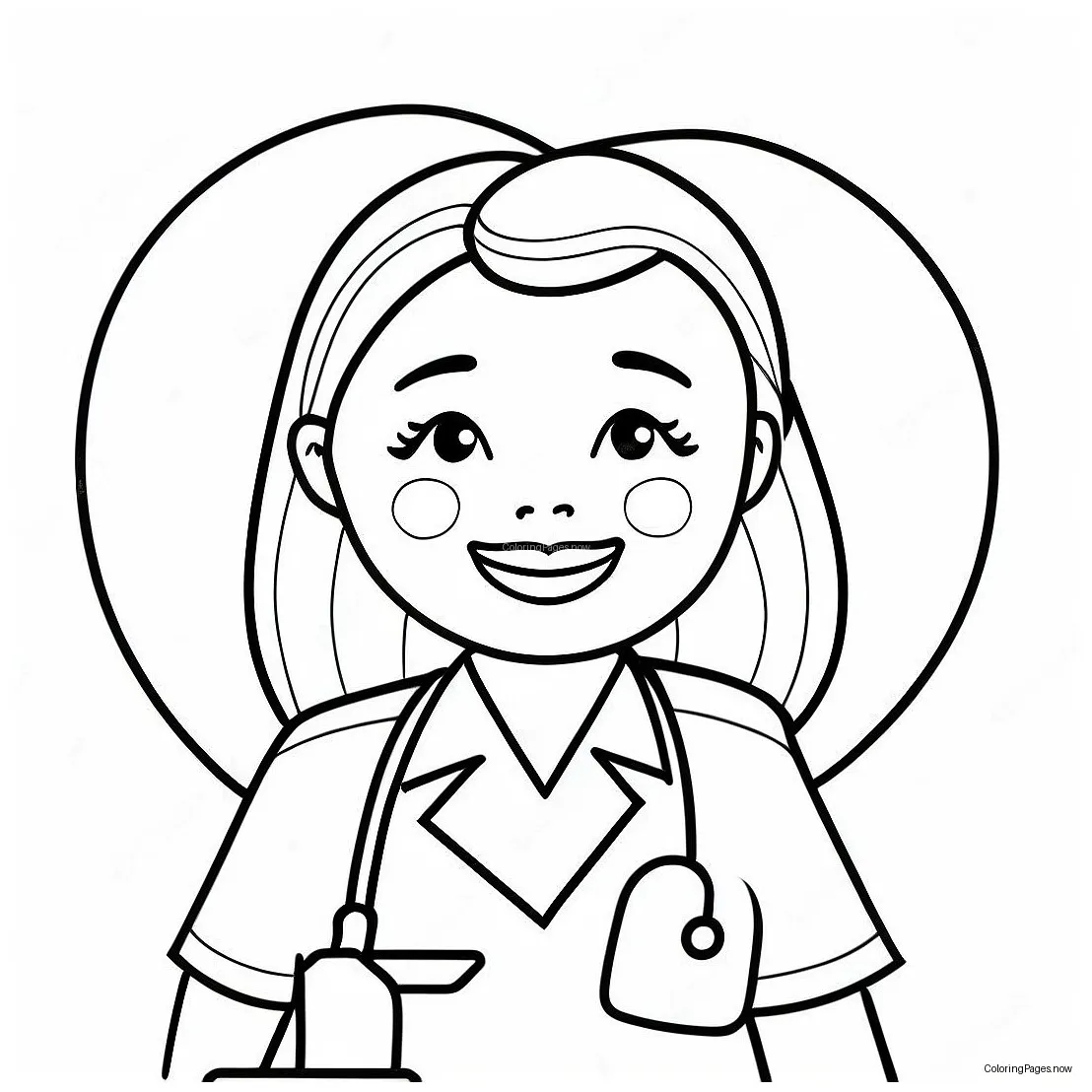 Caring nurse with heart coloring page 20042-16133
