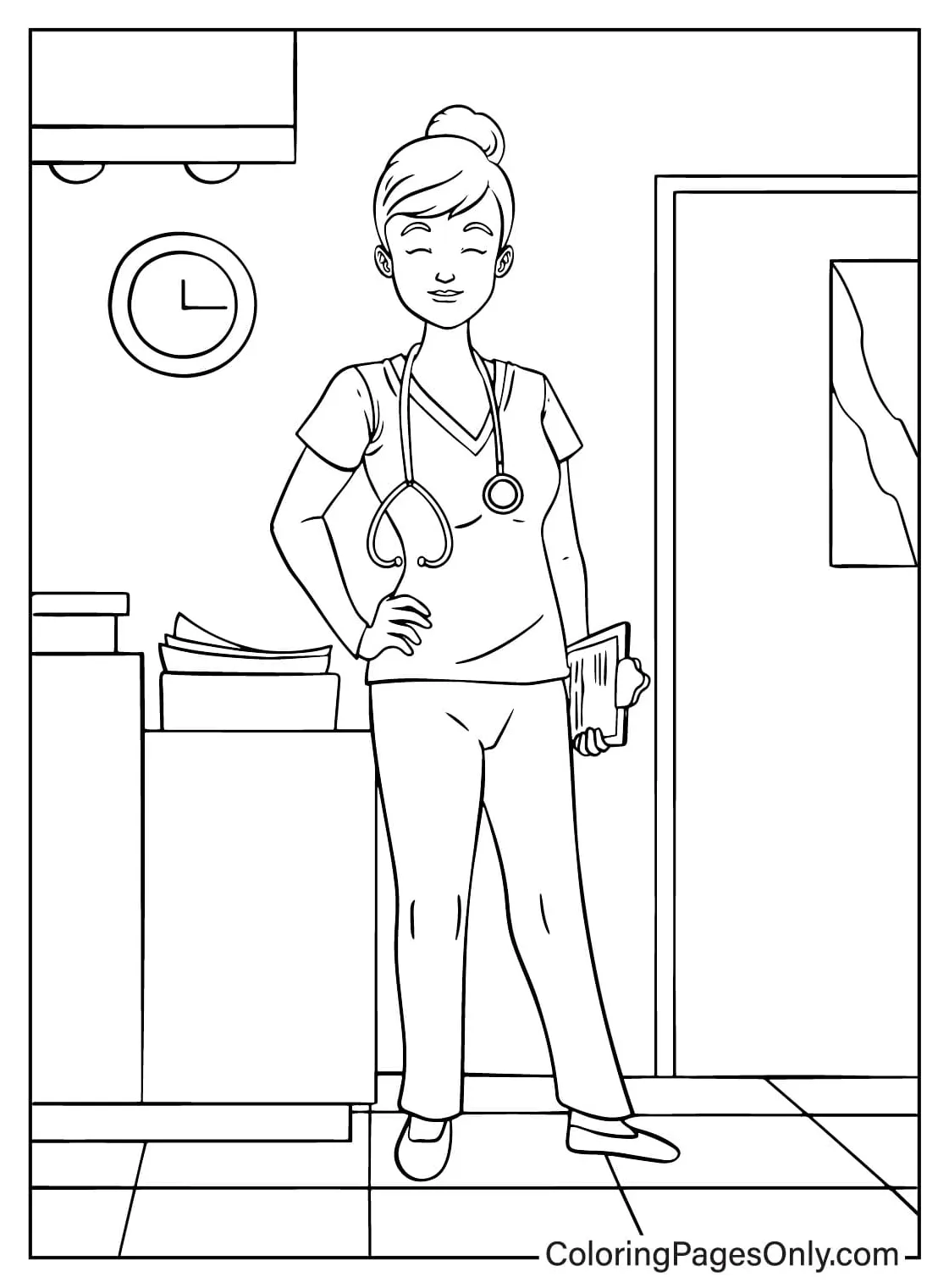 Nurse coloring page free printable coloring pages