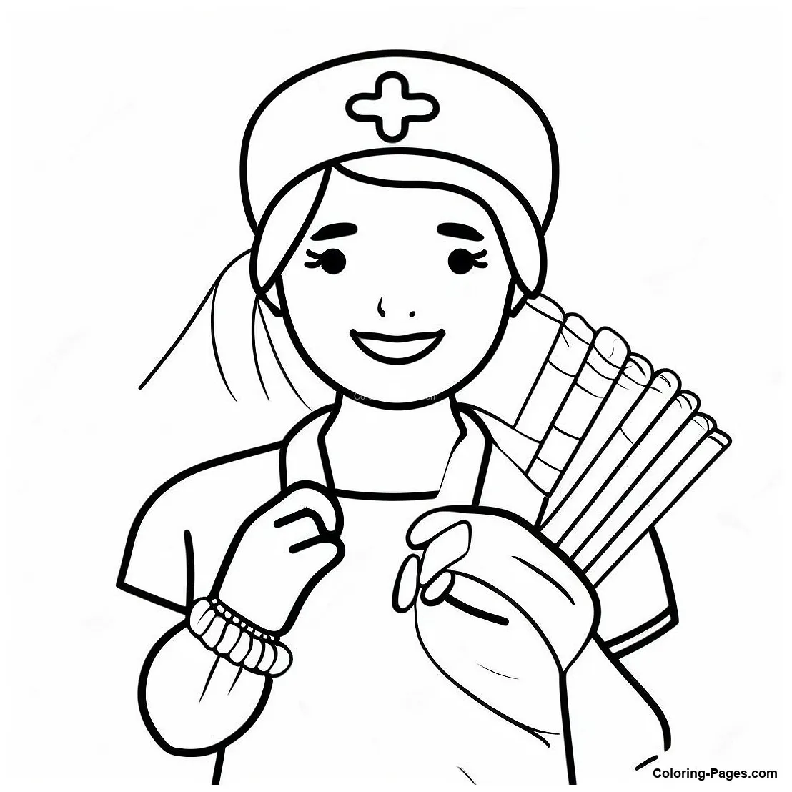 Caring nurse with bandages coloring page coloring-pages
