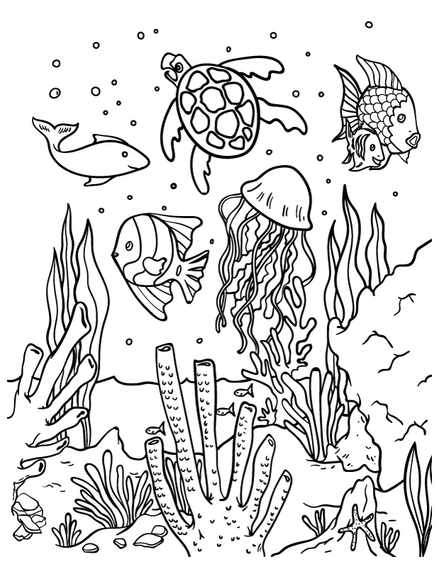 Printable ocean coloring page