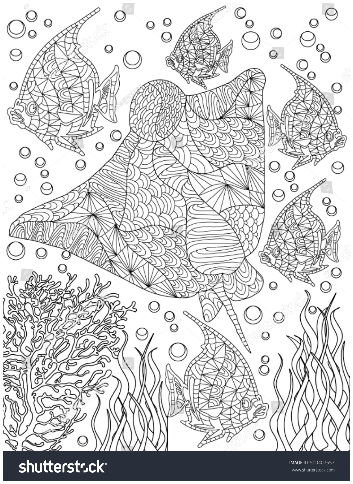 Ocean coloring page stock vector 500407657 shutterstock