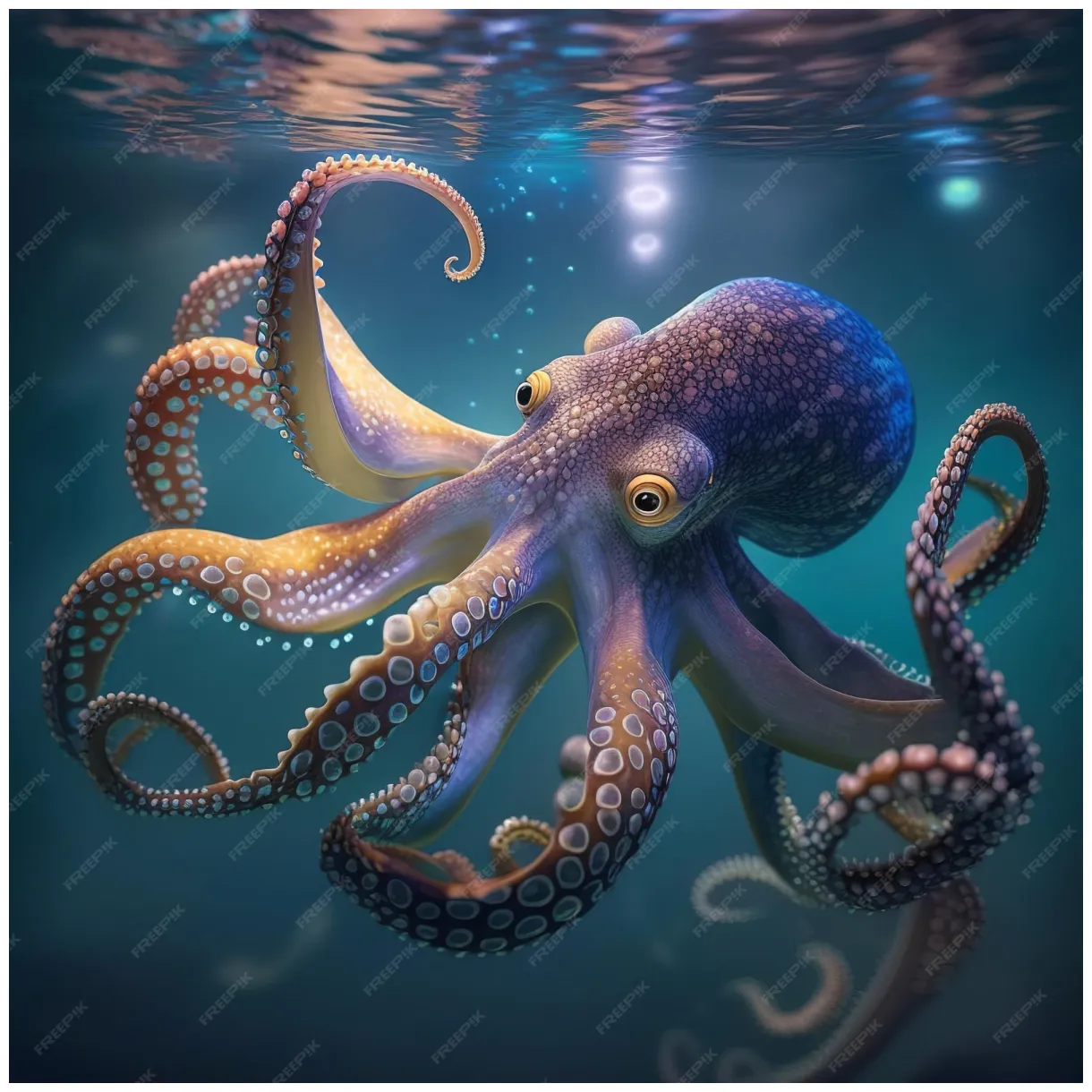 Premium Photo | An octopus is swimming in the water.