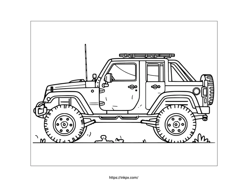 Printable off-road vehicle car coloring page · inkpx