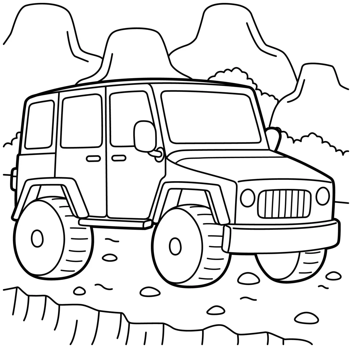 Off-road vehicle coloring page for kids 10002378 vector art at vecteezy
