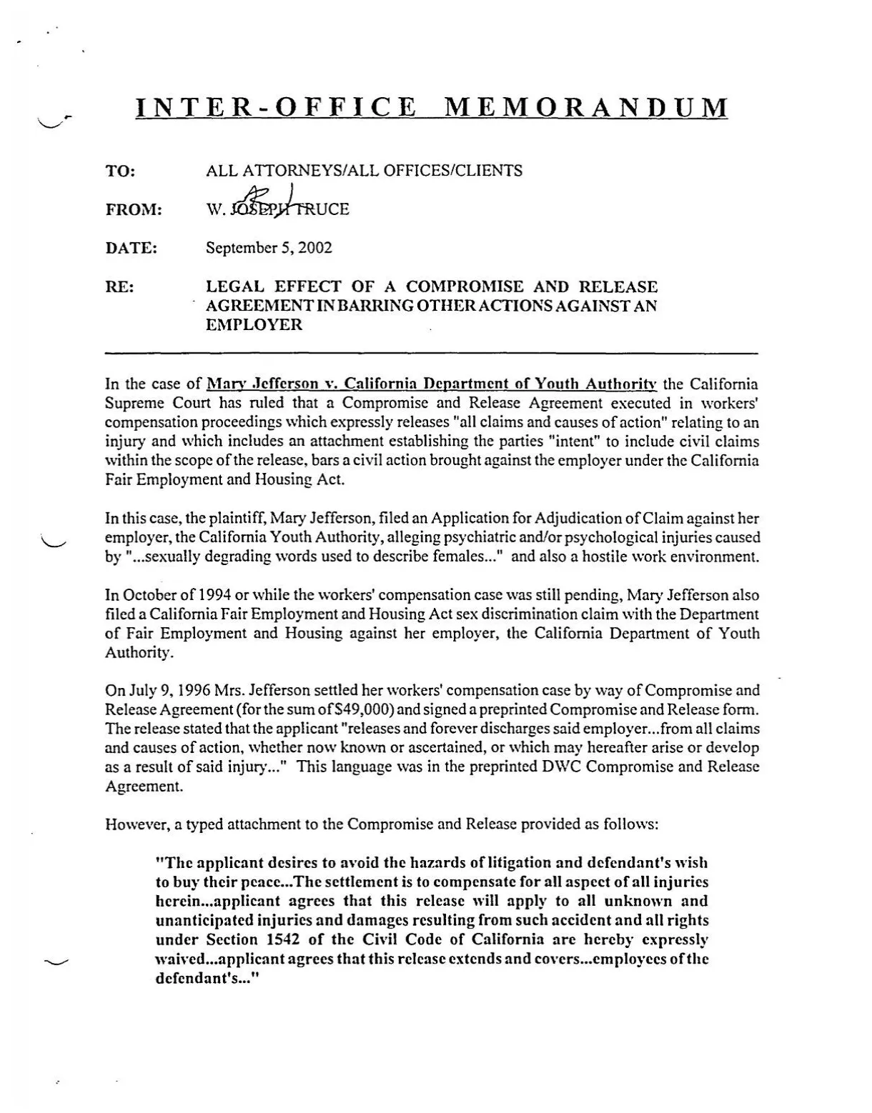 INTER-OFFICE MEMORANDUM