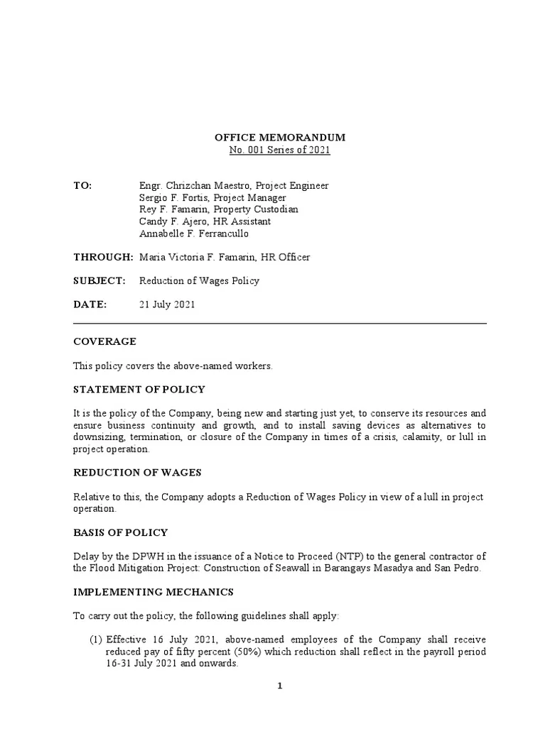 Office Memorandum 1 Series 2021 | PDF | Employment | Employee Relations