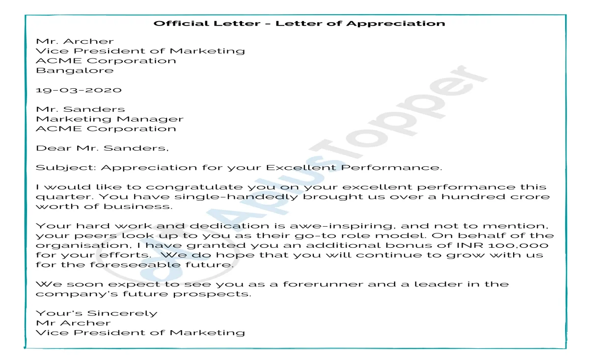 Official letter samples and format