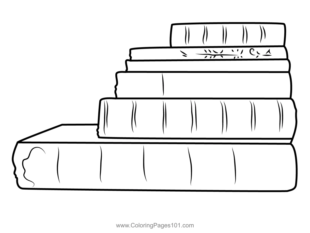 Old Books Coloring Page for Kids - Free Back to School Printable