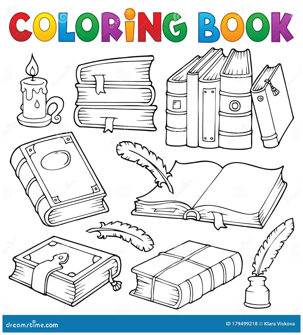 Coloring Book Old Books Theme Set 1 Stock Vector - Illustration of