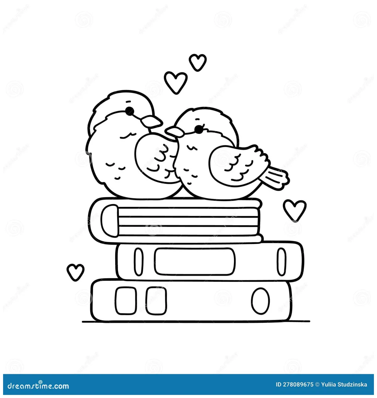 Birds on book stack coloring page cartoon vector cartoondealer