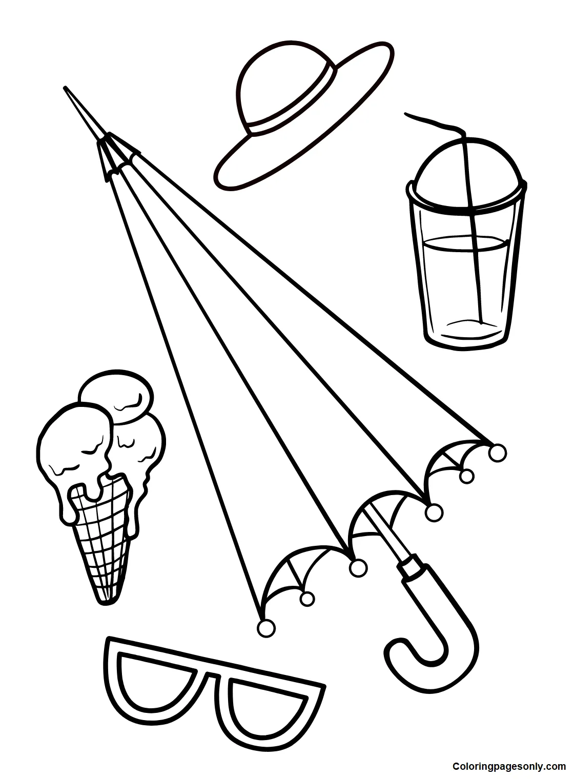 Closed Umbrella Coloring Page - Free Printable Coloring Pages