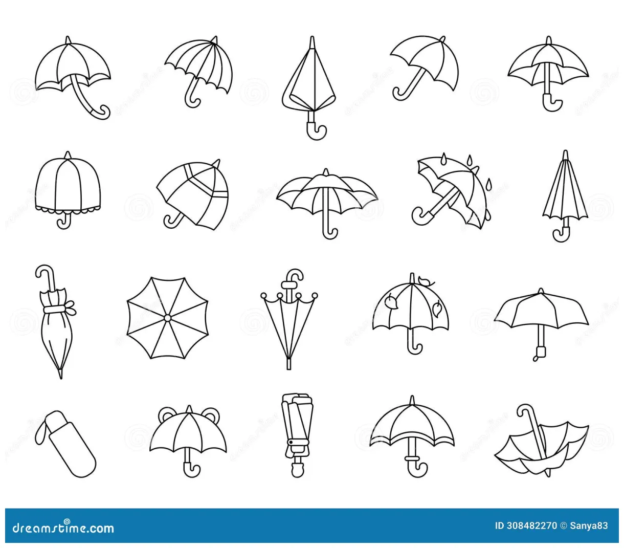 Umbrella. coloring page stock vector. illustration of clipart 308482270