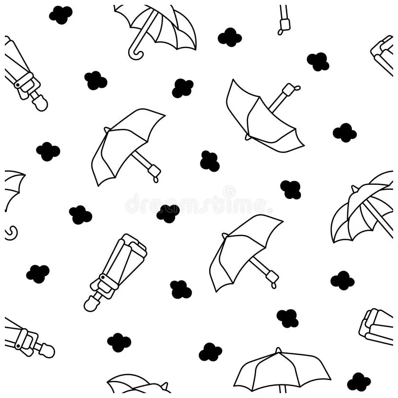 Open and Closed Umbrella. Coloring Page Stock Vector - Illustration of