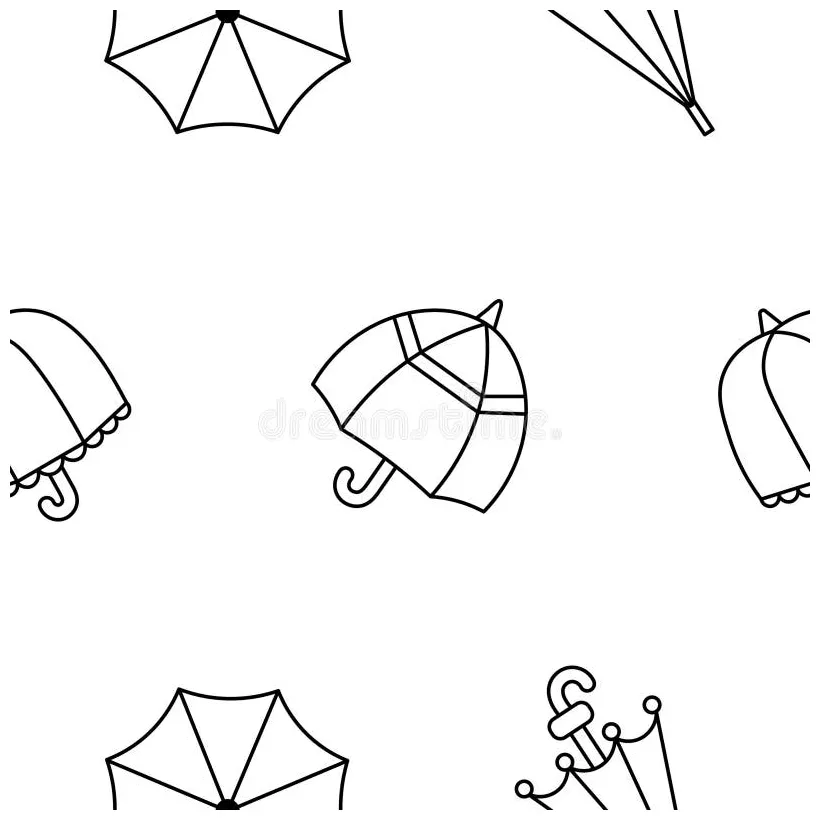 Open and Closed Umbrella. Coloring Page Stock Vector - Illustration of